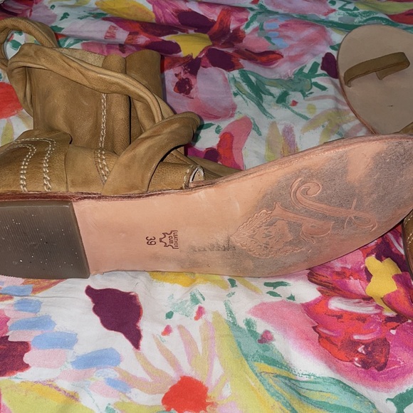 Free People Delaney brown leather wrap boot sandals size 38/8 - Picture 6 of 7